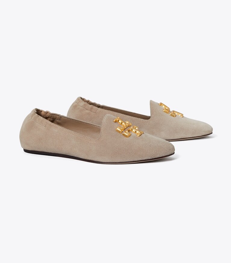 Tory Burch diseñador zapatos planos Mocasín Eleanor en Classic Taupe ángulo