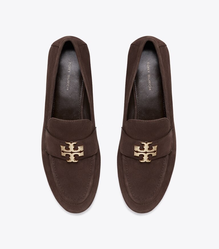 Tory Burch diseñador zapatos planos Mocasín Eleanor en DARK COCOA / GOLD vista superior