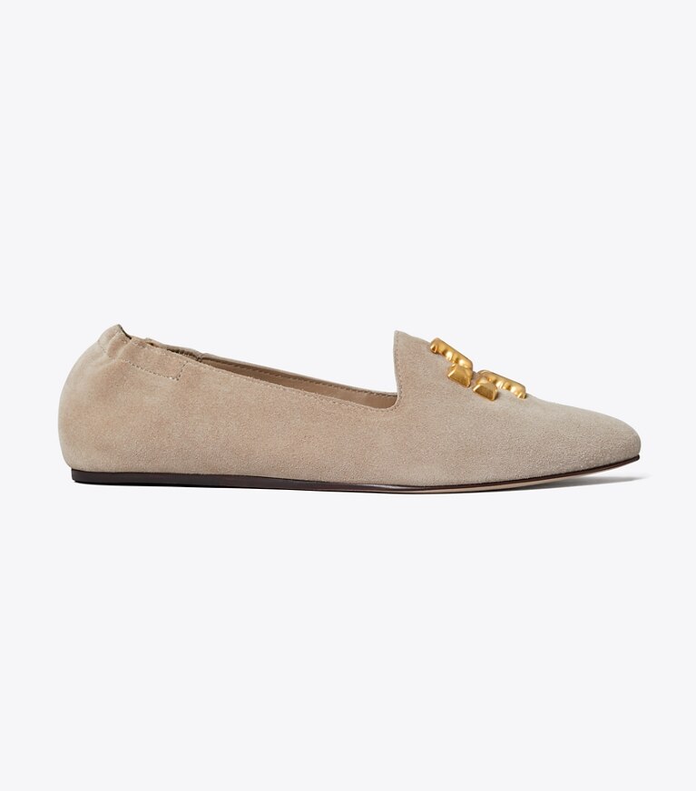 Tory Burch diseñador zapatos planos Mocasín Eleanor en Classic Taupe lateral