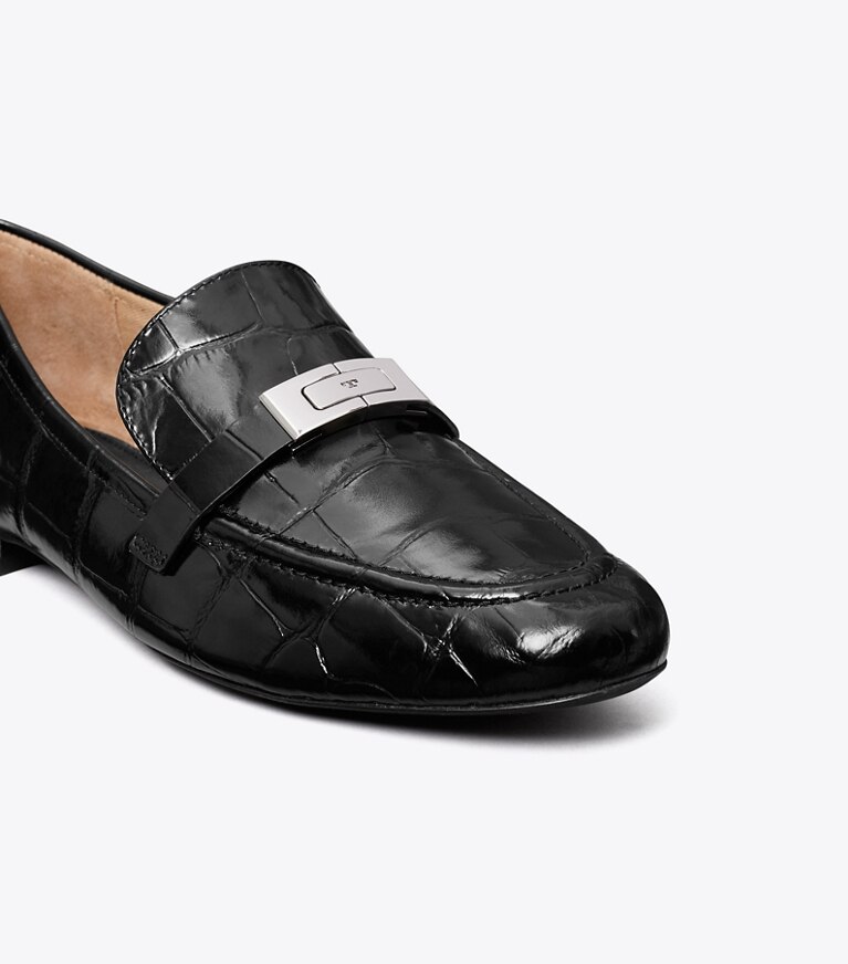 Tory Burch diseñador zapatos planos Mocasín LeeLee en PERFECT BLACK detalle