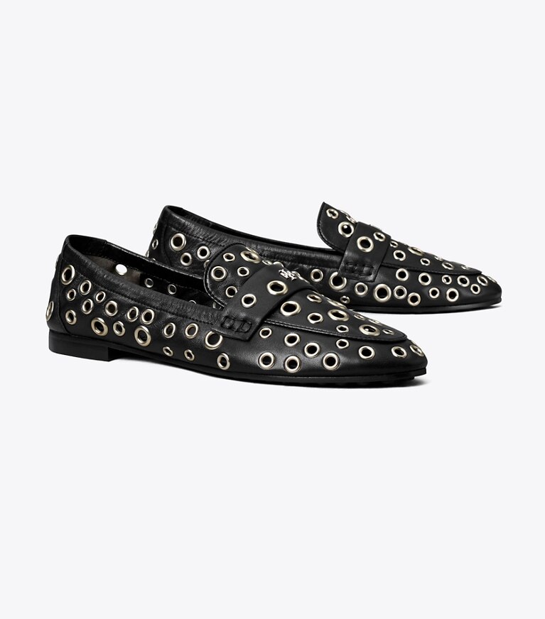 Tory Burch diseñador zapatos planos Mocasín tipo ballerina con calados en PERFECT BLACK ángulo