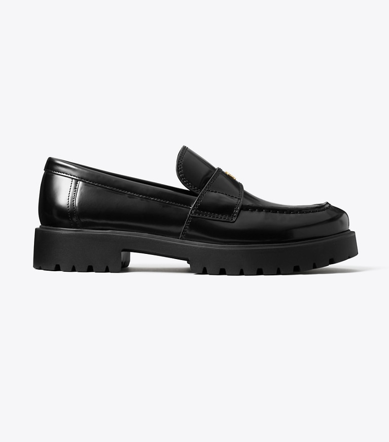 Tory Burch diseñador zapatos planos Mocasines clásicos con suela acanalada en PERFECT BLACK lateral