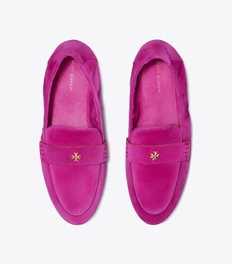 Tory Burch diseñador zapatos planos Mocasines de gamuza estilo ballerinas en Fuchsia vista superior