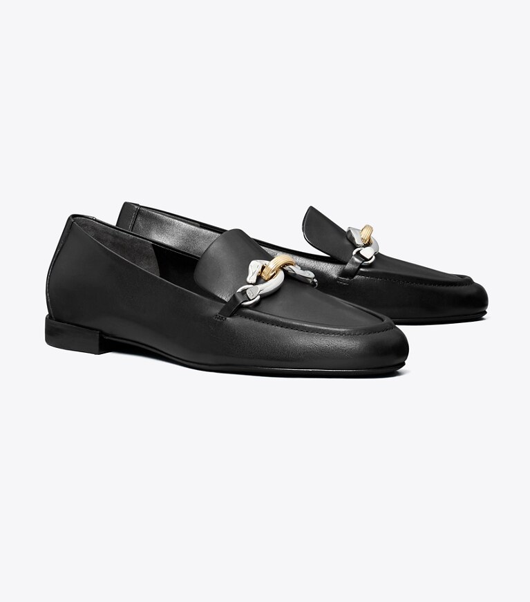 Tory Burch diseñador zapatos planos Mocasines Jessa en PERFECT BLACK ángulo