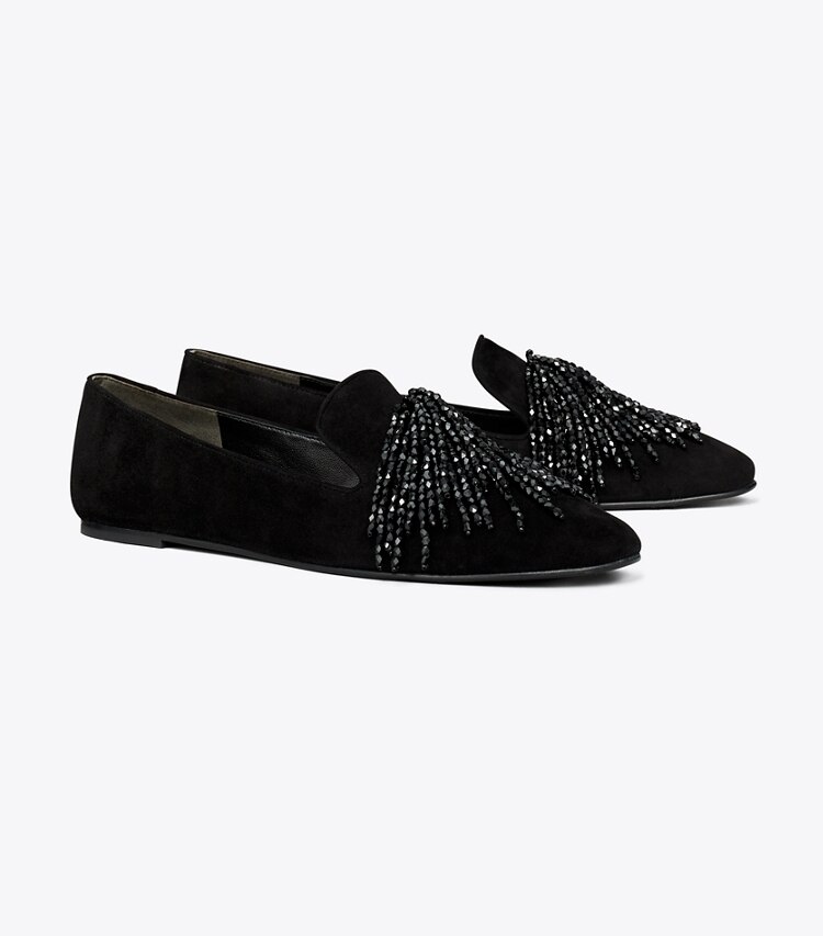 Tory Burch diseñador zapatos planos Mocasines Smoking en PERFECT BLACK ángulo