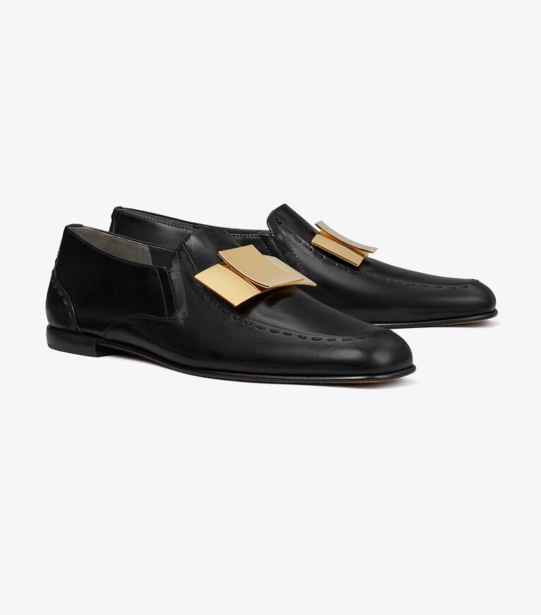 Tory Burch designer mocassins Mocassin Bunny Knot dans PERFECT BLACK / GOLD angle