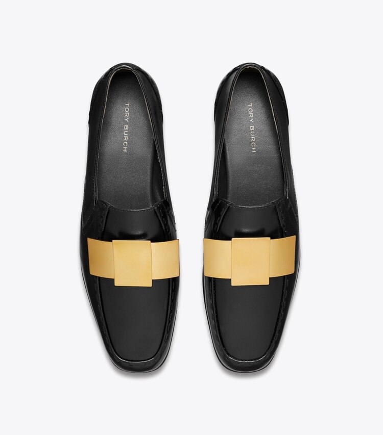 Tory Burch designer mocassins Mocassin Bunny Knot dans PERFECT BLACK / GOLD vue du dessus