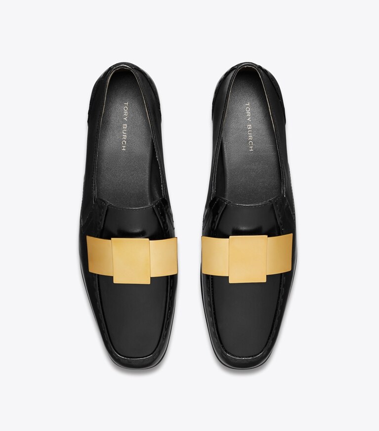 Tory Burch designer mocassins Mocassin Bunny Knot dans PERFECT BLACK / GOLD vue du dessus