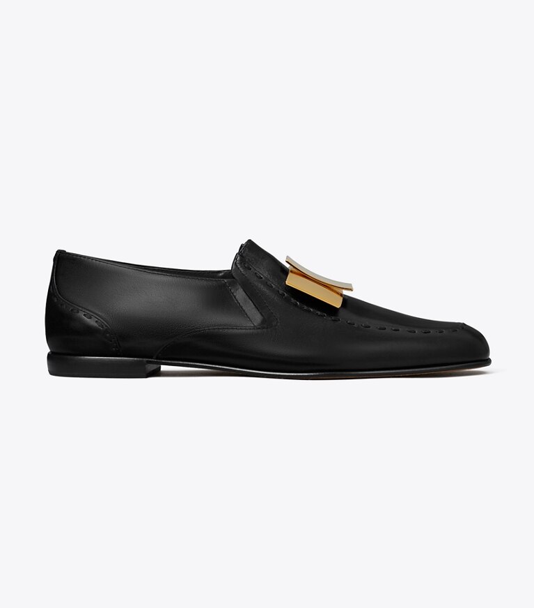 Tory Burch designer mocassins Mocassin Bunny Knot dans PERFECT BLACK / GOLD de côté