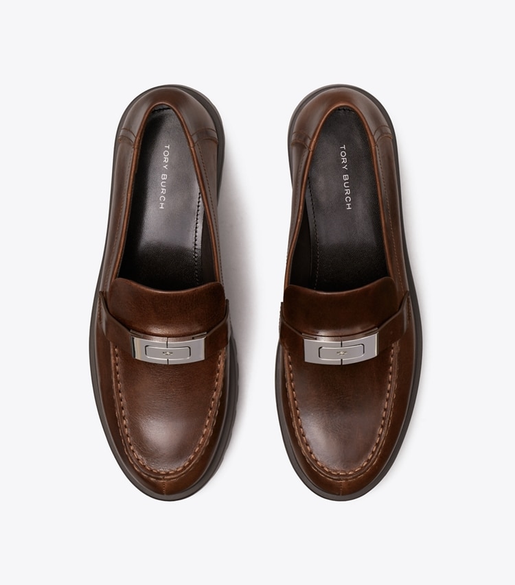 Tory Burch designer mocassins Mocassin Leelee à semelle crantée dans COFFEE vue du dessus
