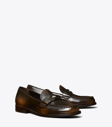 Tory Burch designer mocassins Mocassin Penny classique dans BRUSHED CHOCOLATE angle