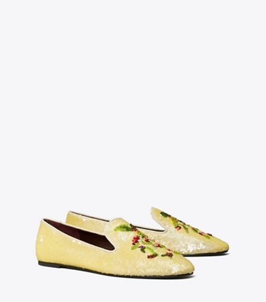 Tory Burch designer mocassins Mocassin smoking dans BEIGE angle
