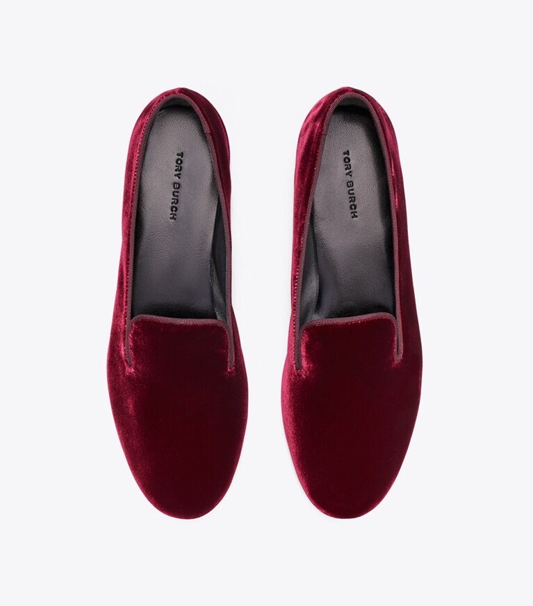Tory Burch designer mocassins Mocassin Smoking dans DARK CARMINE vue du dessus