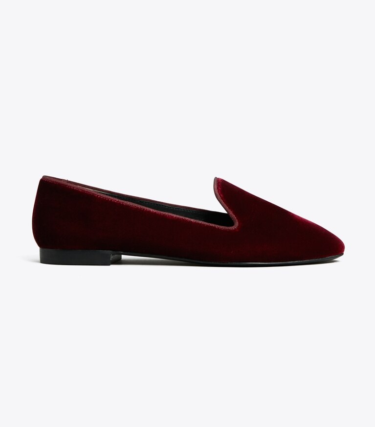 Tory Burch designer mocassins Mocassin Smoking dans DARK CARMINE de côté