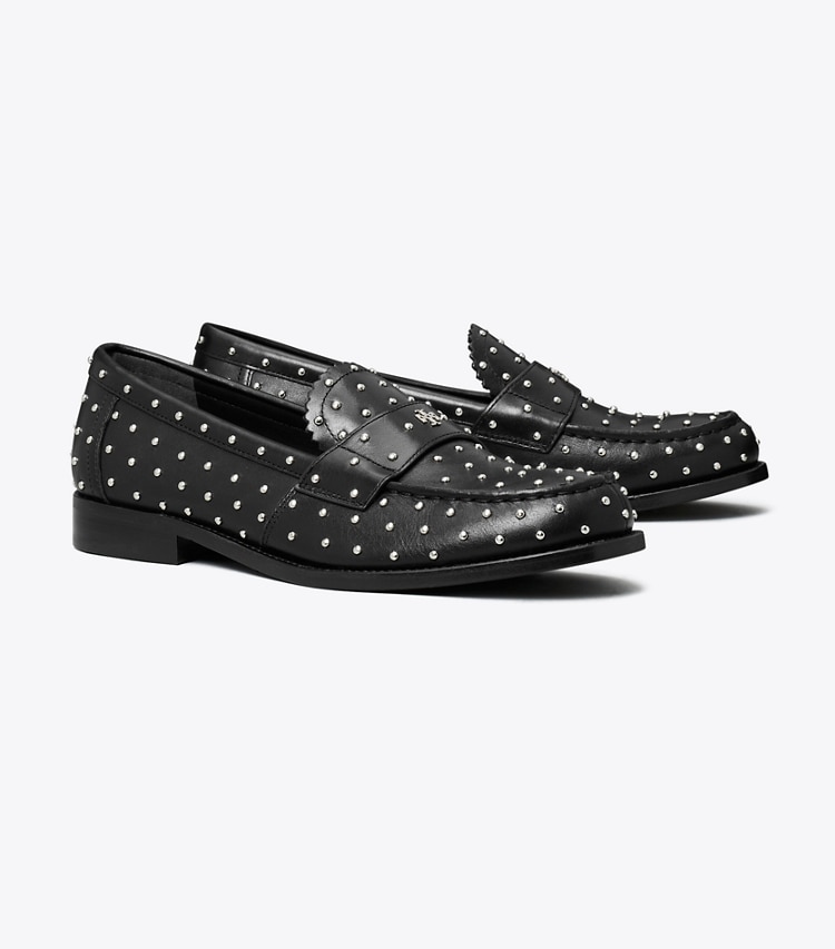 Tory Burch designer mocassini Mocassino classico con borchie in PERFECT BLACK / SILVER angle
