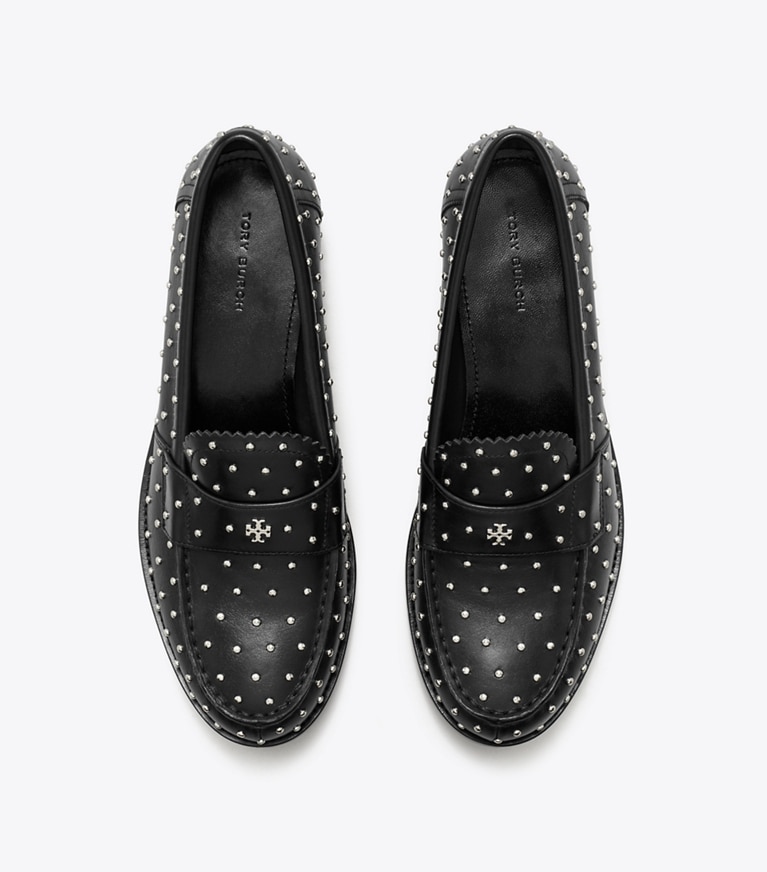 Tory Burch designer mocassini Mocassino classico con borchie in PERFECT BLACK / SILVER angle