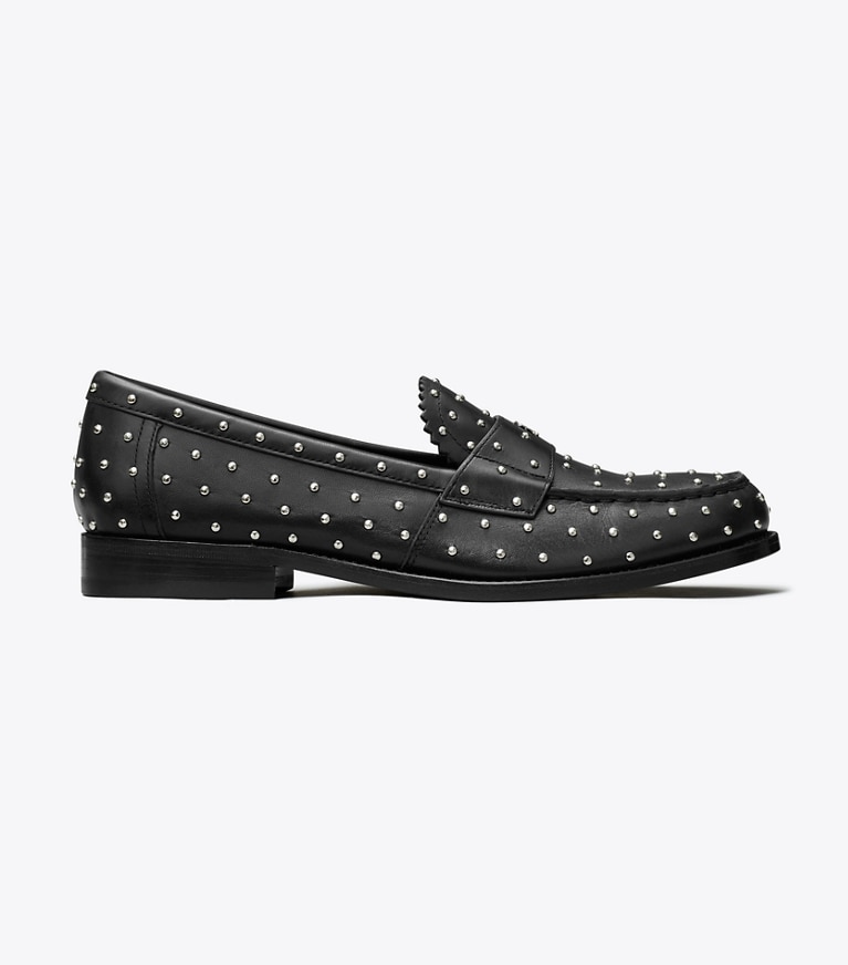 Tory Burch designer mocassini Mocassino classico con borchie in PERFECT BLACK / SILVER angle