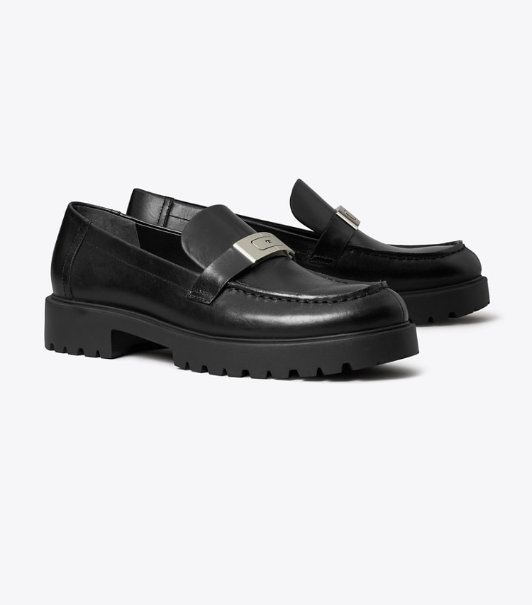 Tory Burch designer mocassini Mocassino LeeLee con suola a carrarmato in PERFECT BLACK angle