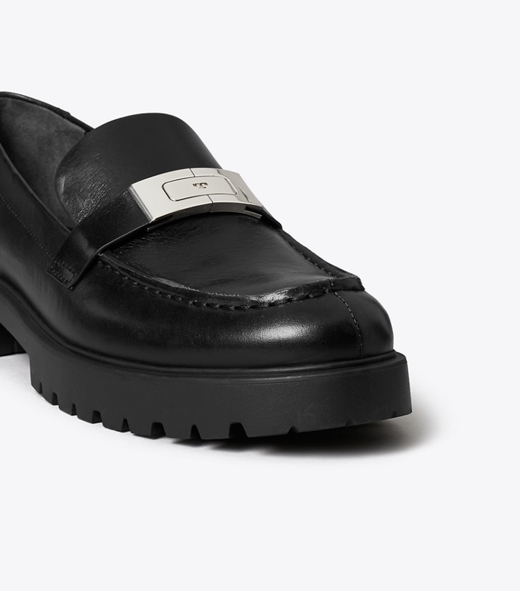Tory Burch designer mocassini Mocassino LeeLee con suola a carrarmato in PERFECT BLACK dettaglio