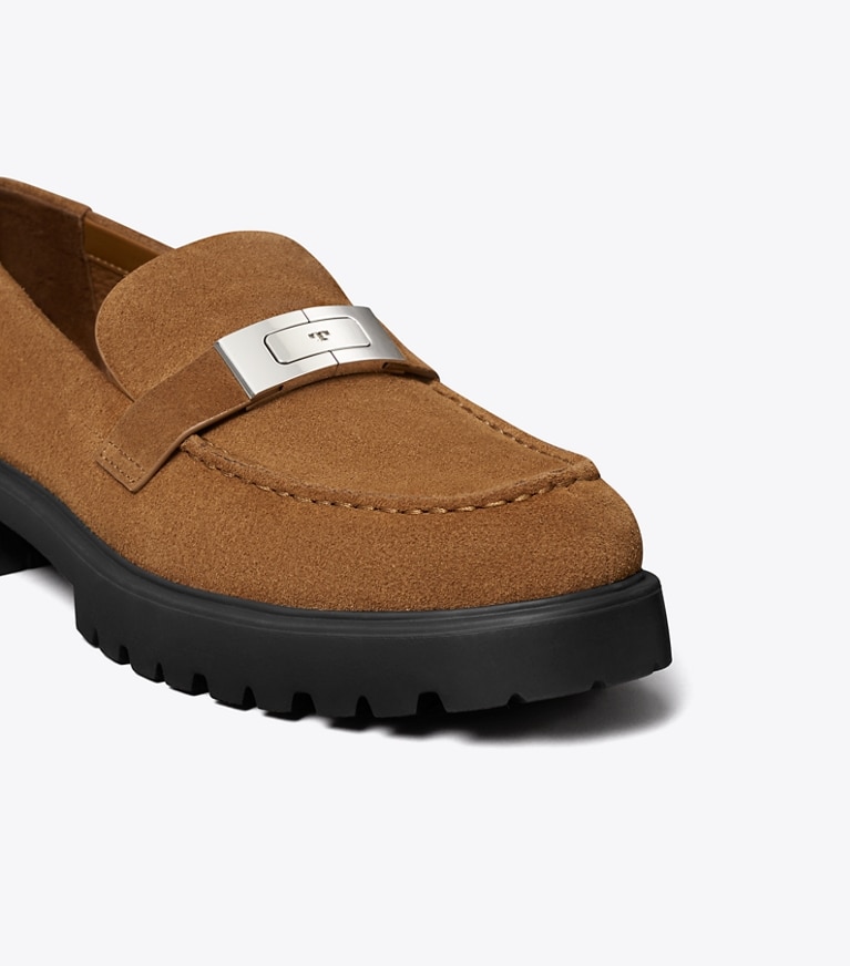 Tory Burch designer mocassini Mocassino Leelee con suola a carrarmato in WEATHERED OAK dettaglio