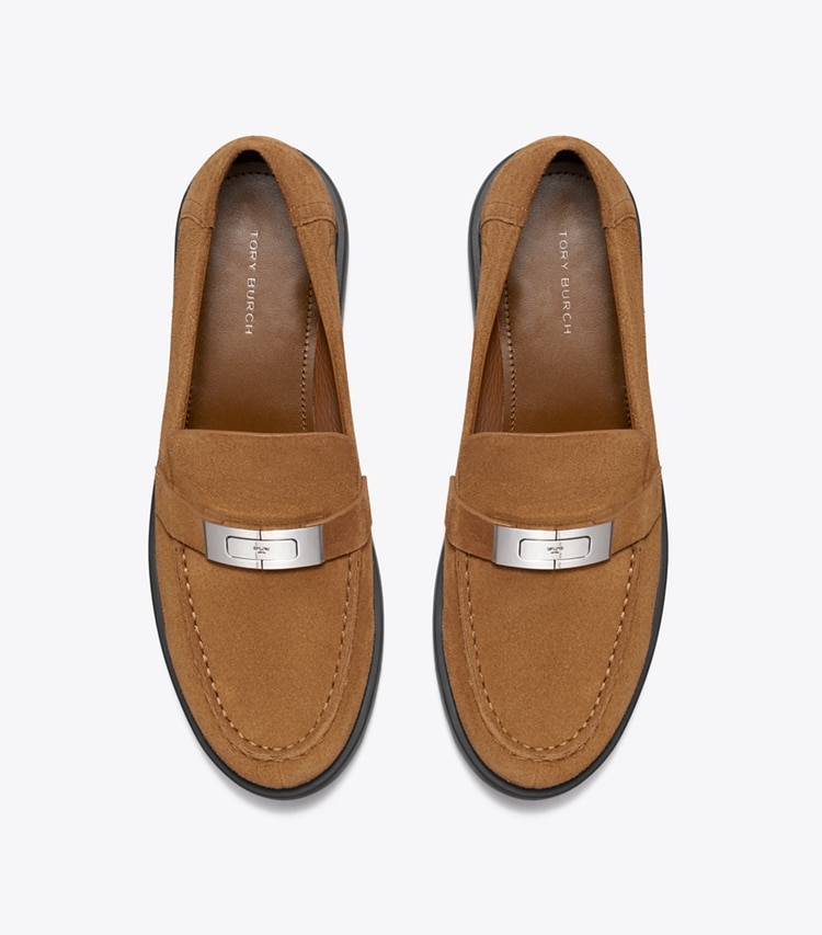 Tory Burch designer mocassini Mocassino Leelee con suola a carrarmato in WEATHERED OAK superiore