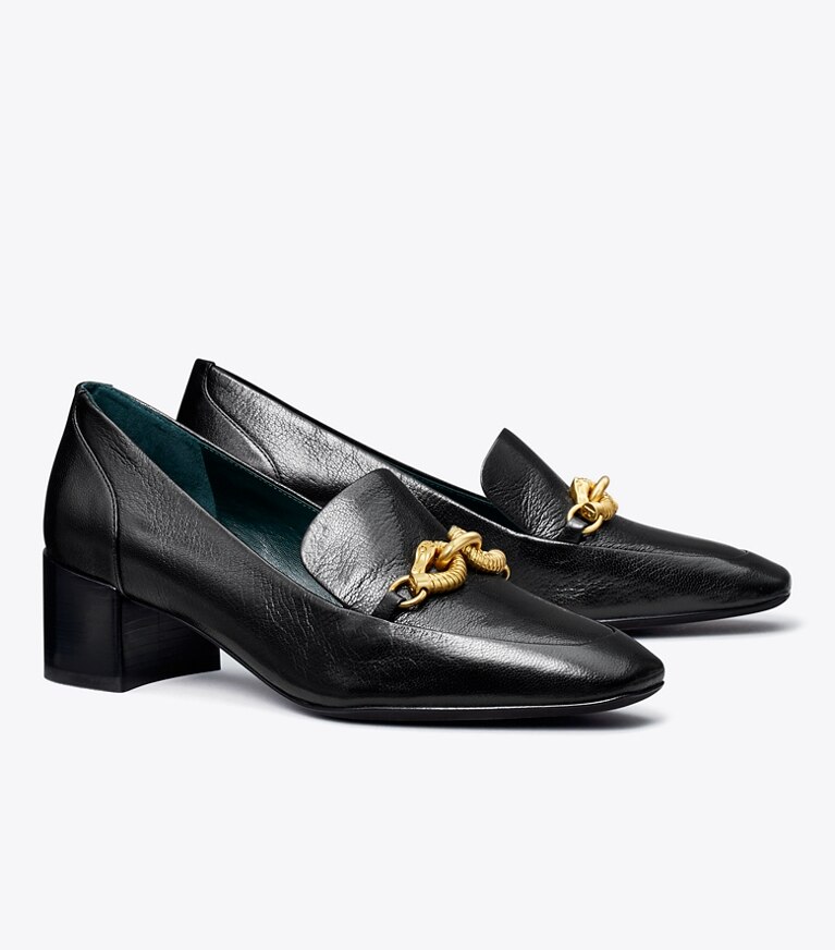 Tory Burch designer escarpins Mocassins à talon Jessa in PERFECT BLACK angle