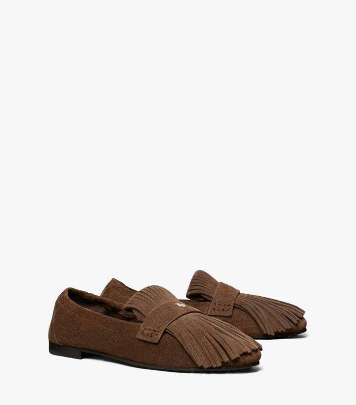 Tory Burch designer mocassins Mocassins ballerines à frange in MUSTANG angle