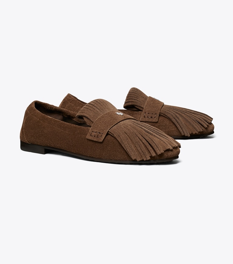Tory Burch designer mocassins Mocassins ballerines à frange in MUSTANG angle