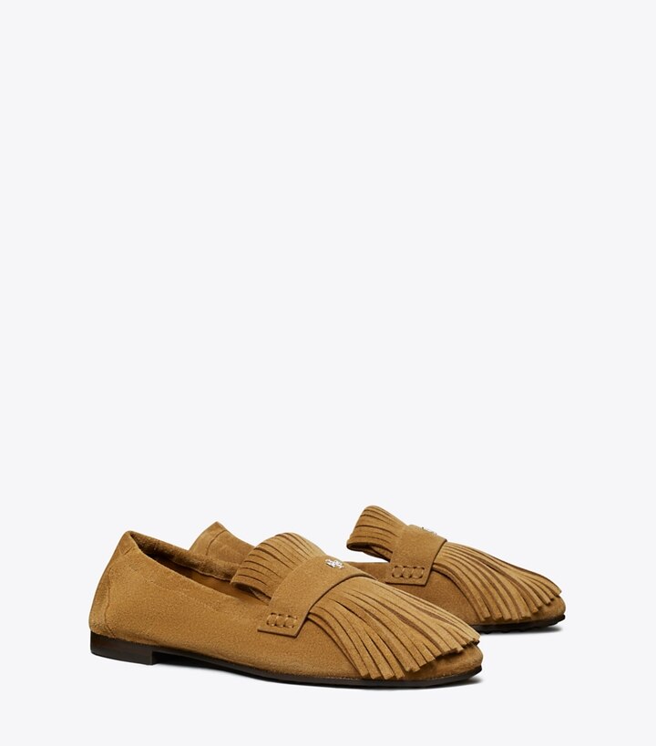 Tory Burch designer mocassins Mocassins ballerines à frange in WILD TABACCO angle