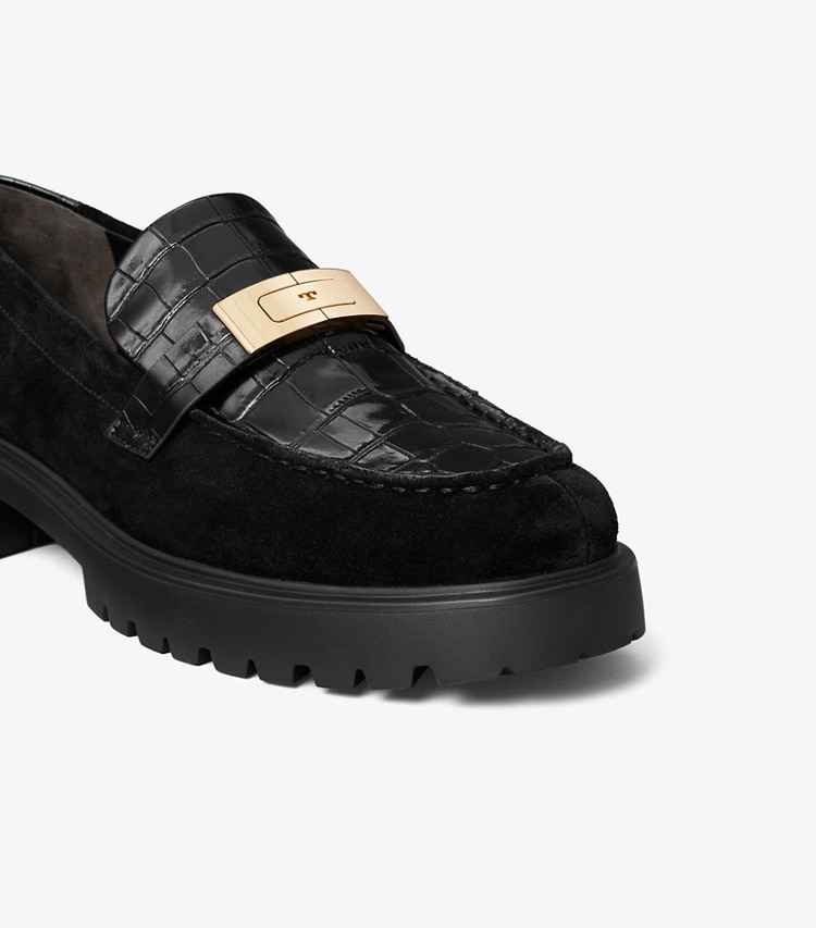 Tory Burch designer mocassins Mocassins Leelee à semelle crantée in PERFECT BLACK / GOLD informations