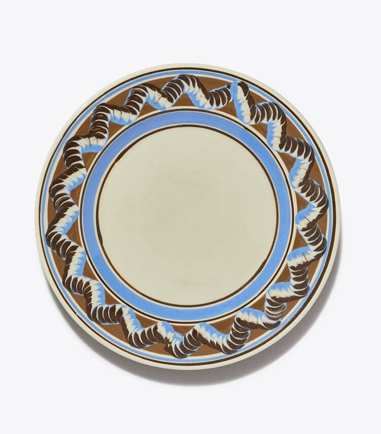 Tory Burch designer tabletop & drinkware Mochaware Dinner Plate, Set of 2 in BROWN / Blue front