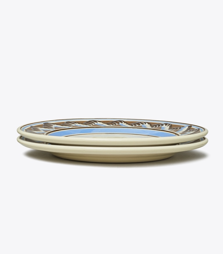 Tory Burch designer tabletop & drinkware Mochaware Dinner Plate, Set of 2 in BROWN / Blue front