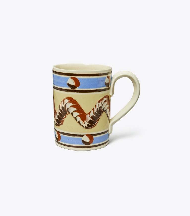 Tory Burch designer tabletop & drinkware Mochaware Mug, Set of 4 in BROWN / Blue group