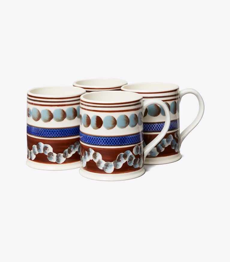 Tory Burch designer tabletop & drinkware Mochaware Mug, Set Of 4 in Multi front