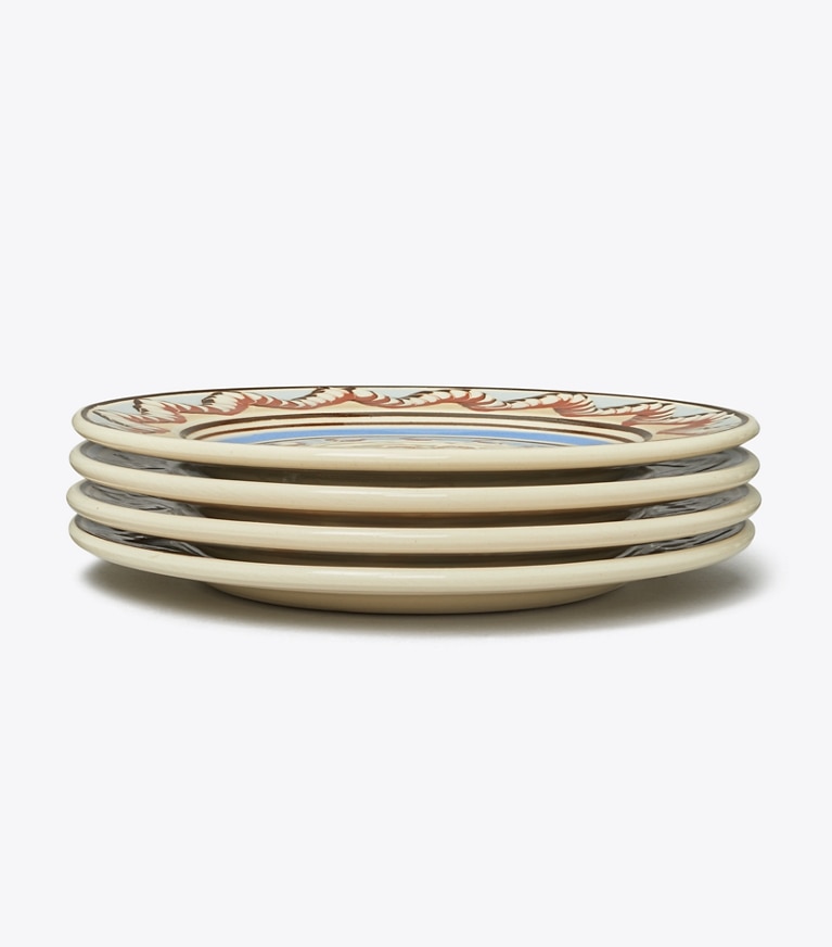 Tory Burch designer tabletop & drinkware Mochaware Salad Plate, Set of 4 in BROWN / Blue front