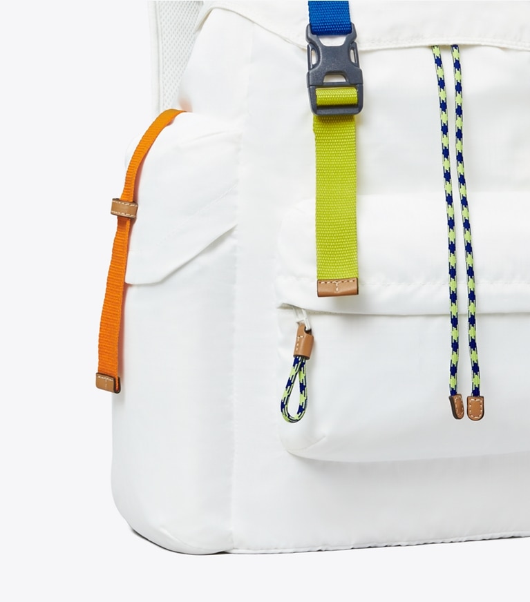Tory Burch diseñador mochilas Mochila de Ripstop en Snow White detalle