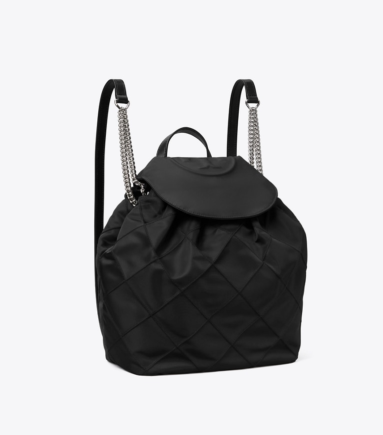 Tory Burch diseñador mochilas Mochila Fleming de nailon en Black ángulo