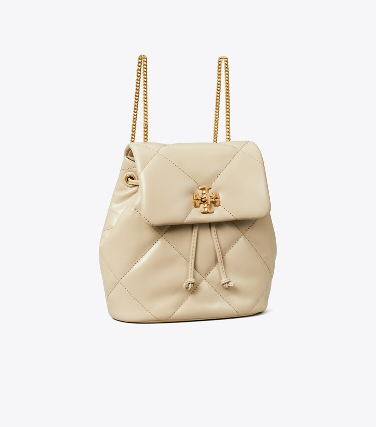 Tory Burch diseñador mochilas Mochila Mini Kira con acolchado en forma de rombos en Light Stone ángulo