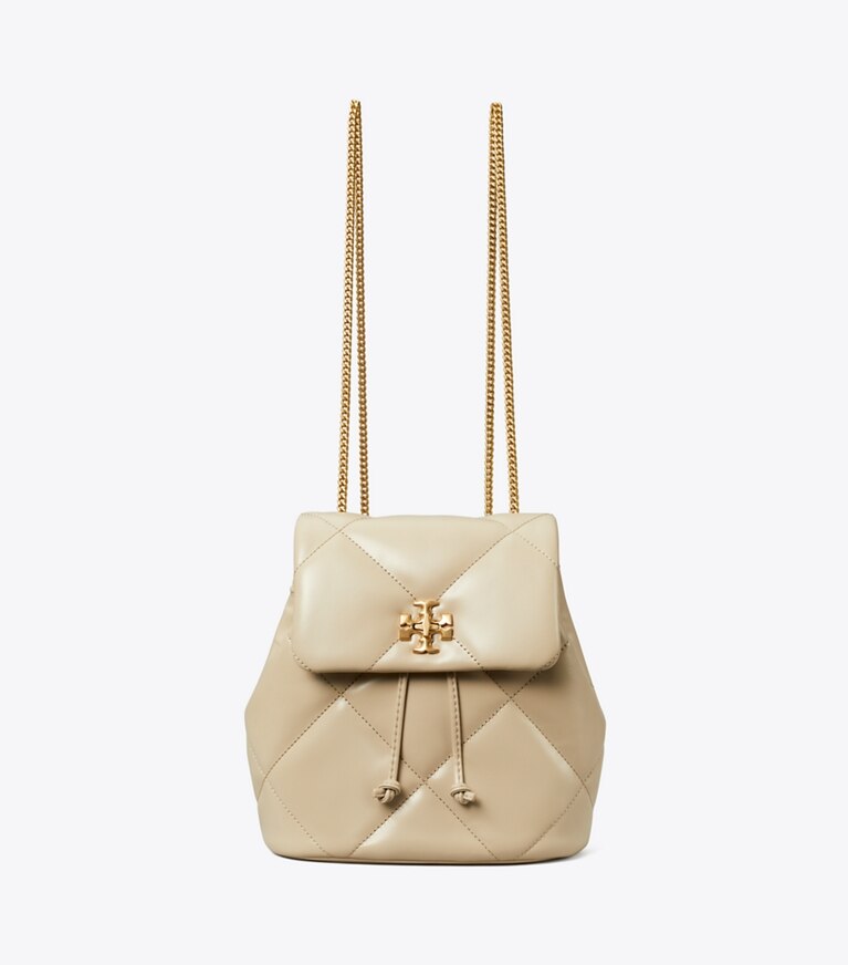 Tory Burch diseñador mochilas Mochila Mini Kira con acolchado en forma de rombos en Light Stone detalle