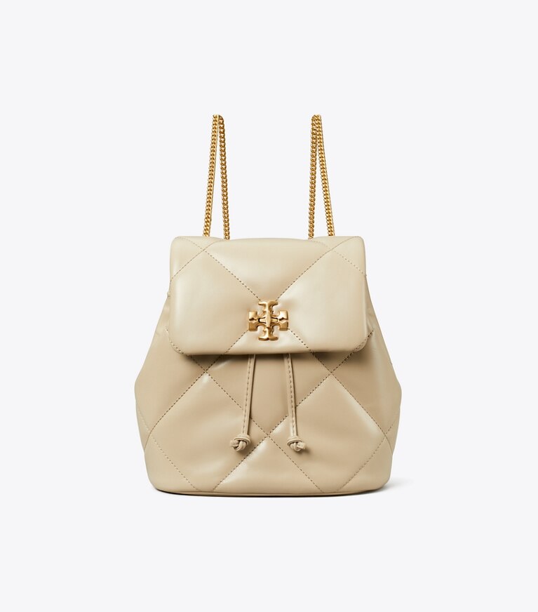 Tory Burch diseñador mochilas Mochila Mini Kira con acolchado en forma de rombos en Light Stone frente