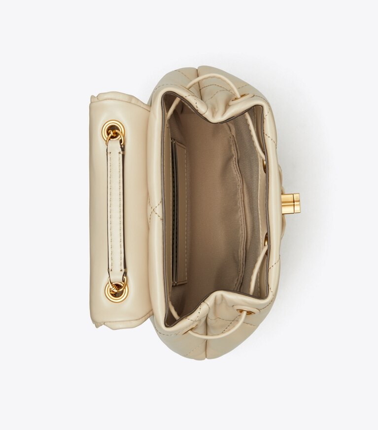 Tory Burch diseñador mochilas Mochila Mini Kira con acolchado en forma de rombos en Light Stone vista superior