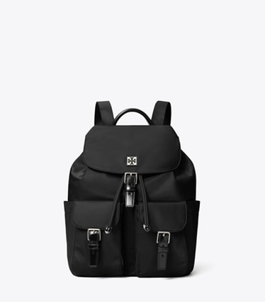 Tory Burch diseñador mochilas Mochila Virginia en Black frontal