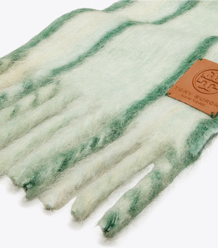 Tory Burch designer scarves Mohair Oblong Scarf in Green overhead