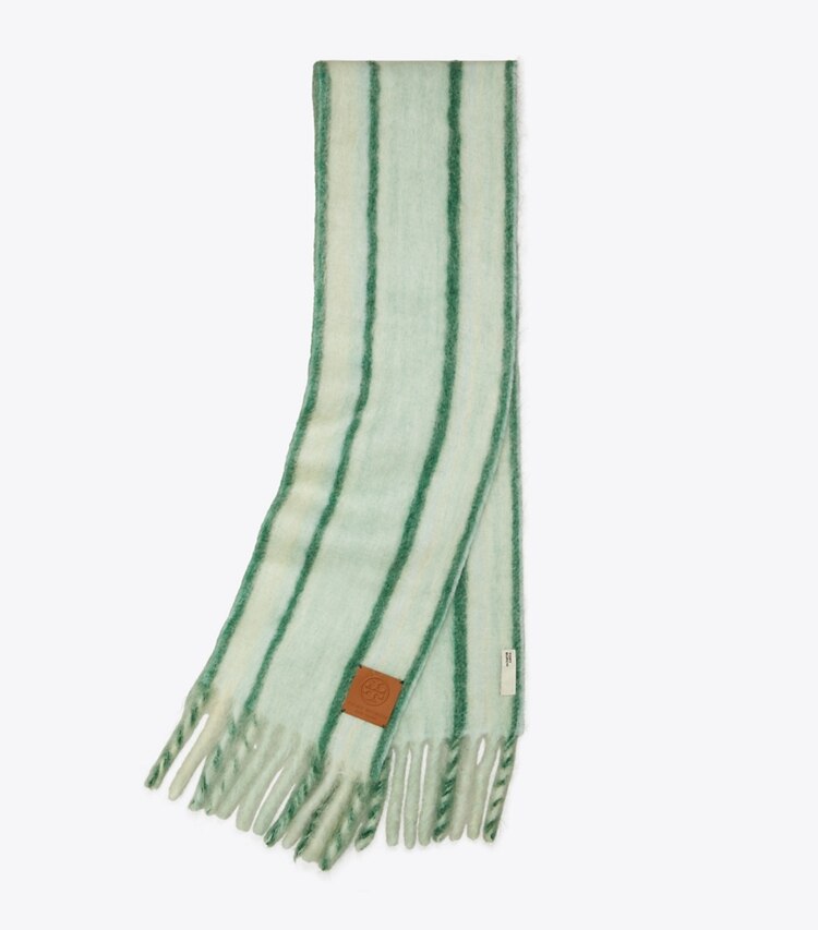 Tory Burch designer scarves Mohair Oblong Scarf in Green folded