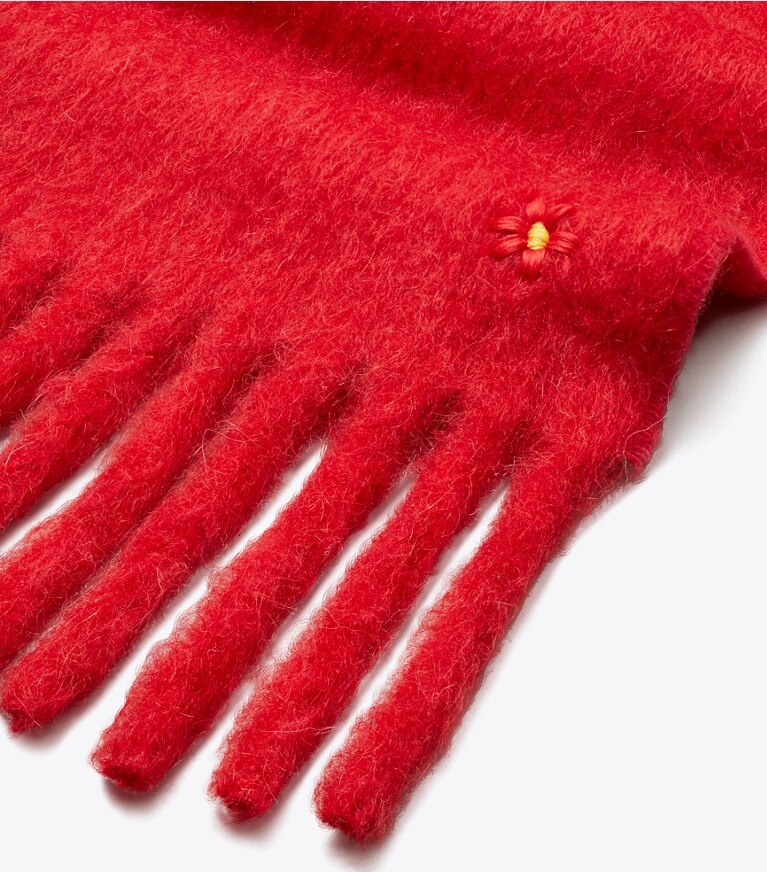 Tory Burch designer scarves Mohair Scarf in Red detail