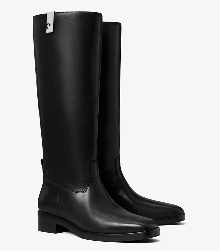 Tory Burch designer knee boots Money Clip Boot in PERFECT BLACK angle