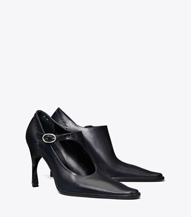Tory Burch designer heels Monk Strap à talon torsadé dans WATERS angle
