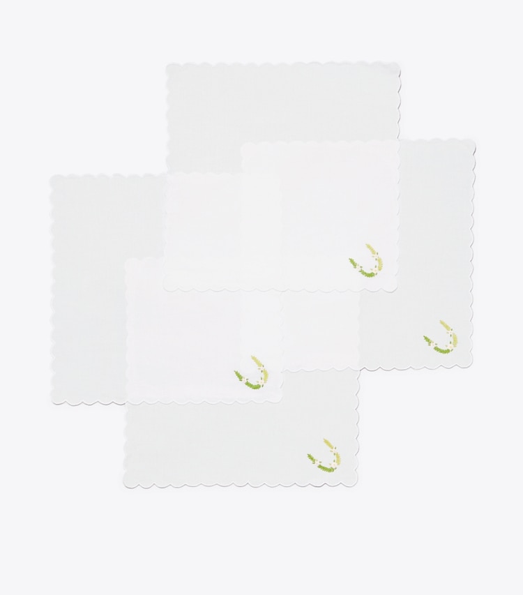 Tory Burch designer linens Monogram Handkerchief, Set Of 4 in White/Monogram U group