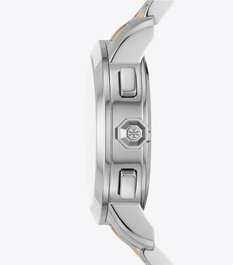 Tory Burch designer montres bracelet Montre chronographe Tory, bicolore doré/acier inoxydable in IVORY/TWO-TONE side