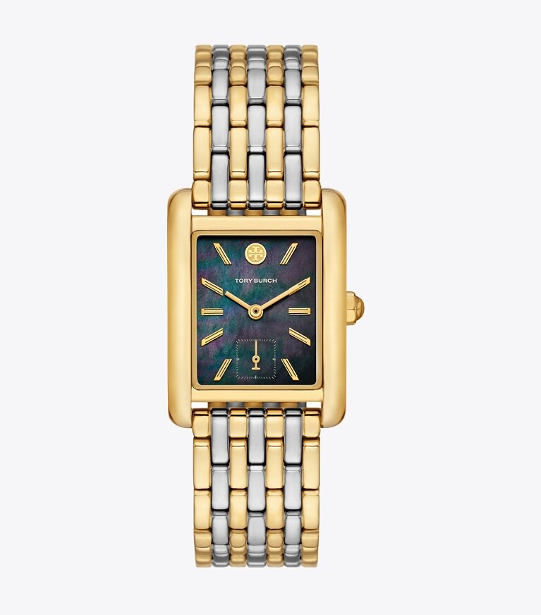 Tory Burch designer montres bracelet Montre Eleanor dans BLACK TINTED MOP/TWO-TONE de face